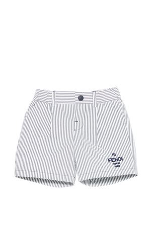 bermuda in cotone blu e bianco FENDI KIDS | BMF280AY8GF1I11